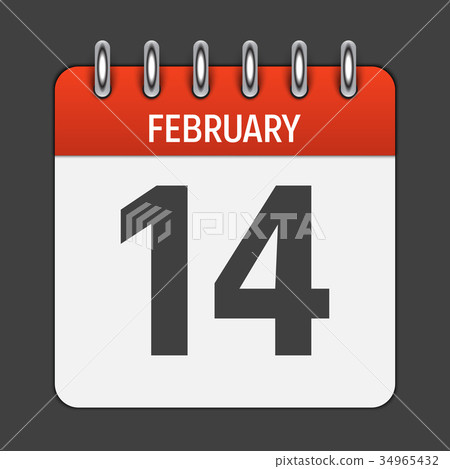 February 14 Calendar Daily Icon. Vector February 14 Calendar Daily Icon. Vector 34965432