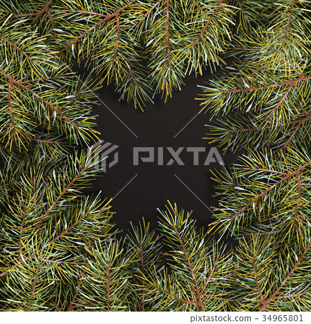 Christmas background with xmas tree on dark paper Christmas background with xmas tree on dark paper 34965801
