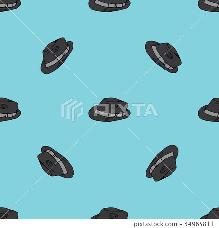 Hats pattern on blue hand drawn. Objects isolated Hats pattern on blue hand drawn. Objects isolated 34965811