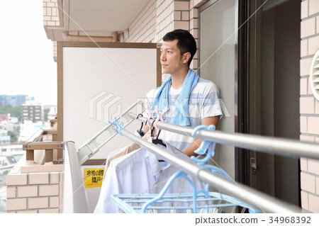 Men laundry drying veranda Men laundry drying veranda 34968392
