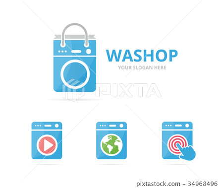 Set of laundry logo combination. Washing machine Set of laundry logo combination. Washing machine 34968496
