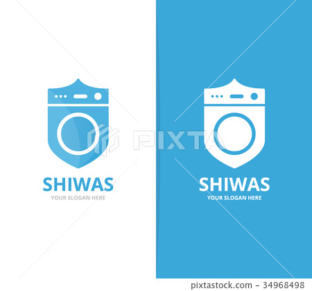 Vector of laundry and shield logo combination Vector of laundry and shield logo combination 34968498
