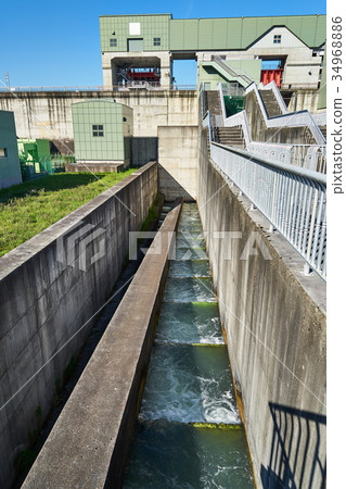 图库照片 nibutani dam fishway