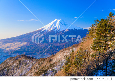 Mt. Mitiyama山到冬天的富士山 34969401