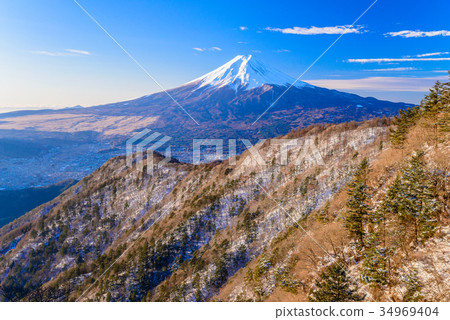 Mt. Mitiyama山到冬天的富士山 Mt. Mitiyama山到冬天的富士山 34969404