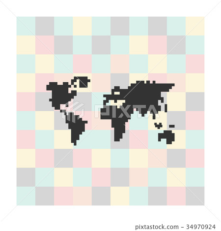 Vector pixel icon map on a square background Vector pixel icon map on a square background 34970924