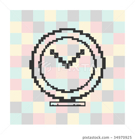 Vector pixel icon clock on a square background 34970925