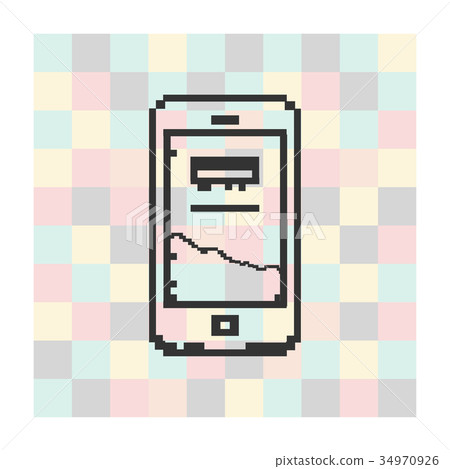 Vector pixel icon smartfone on a square background 34970926
