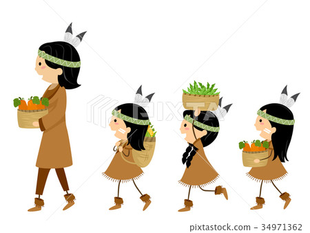 Stickman Kids Girls Native American Harvests Stickman Kids Girls Native American Harvests 34971362