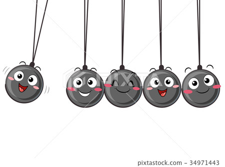 Newtons Cradle Pendulum Mascot Illustration Newtons Cradle Pendulum Mascot Illustration 34971443
