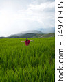 A woman, tourism enjoy on beautiful rice field 34971935