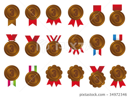 3rd place medal icon set bronze medal bronze 34972346