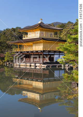 Kinkakuji golden pavilion with water reflection 34972486