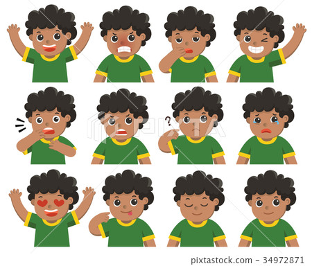Set of Adorable Boy facial emotions. 34972871