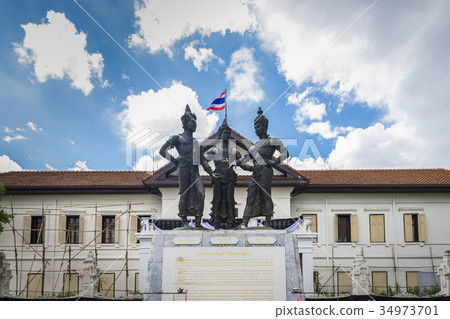 The three kings monument in Chiang Mai, Thailand 34973701
