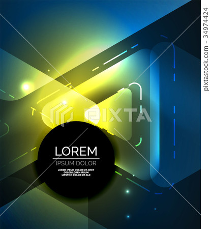 Glass glowing bright triangles on dark space 34974424