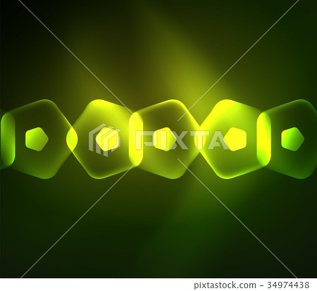 Glowing glass transparent pentagans, geometric 34974438