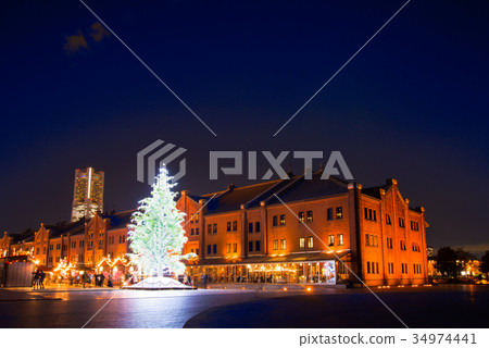 Night view of Yokohama Red brick warehouse Night view of Yokohama Red brick warehouse 34974441