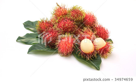 rambutan fruit on a white background. rambutan fruit on a white background. 34974659