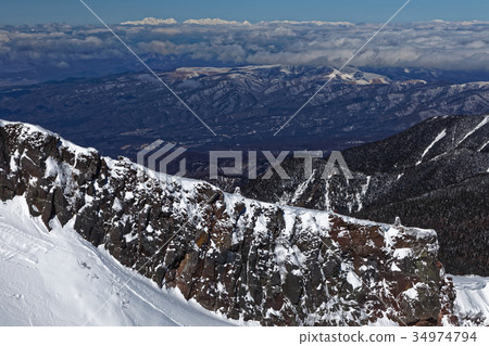 Yatsugatake山峰·Iwodake火山口牆壁和北阿爾卑斯山遠景 34974794