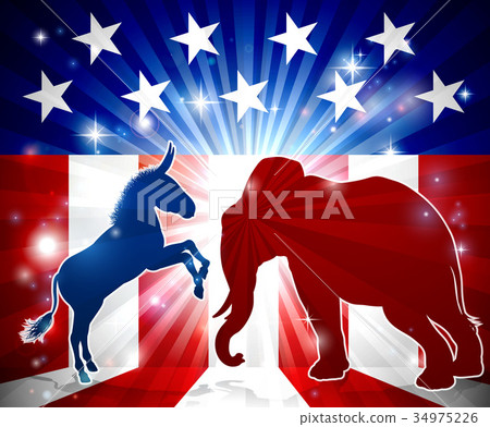 Donkey Versus Elephant Silhouettes 34975226