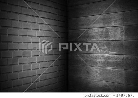 Bricks Wall Pattern with Black Wall Wood Texture 34975673