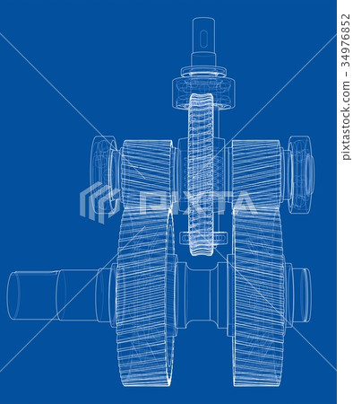 Gearbox sketch. Vector Gearbox sketch. Vector 34976852
