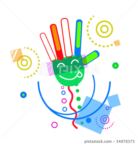 Abstract Hand Open Palm Sign Doodle Design Abstract Hand Open Palm Sign Doodle Design 34978373