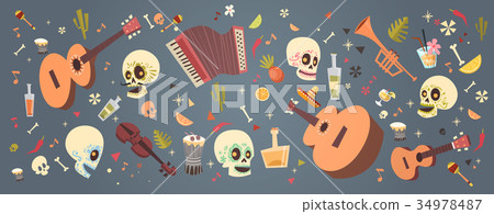 Day Of Dead Traditional Mexican Halloween Dia De 34978487