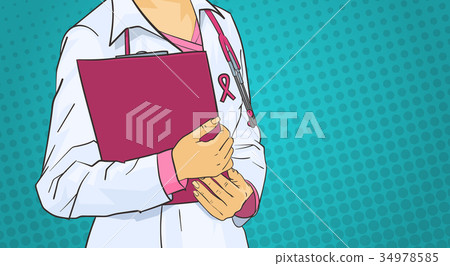 Female Doctor Wearing Pink Ribbon On Coat World Female Doctor Wearing Pink Ribbon On Coat World 34978585