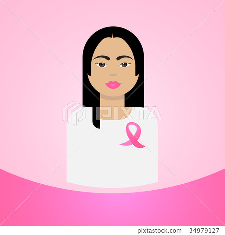 Woman With Pink Ribbon Breast Cancer Awareness Woman With Pink Ribbon Breast Cancer Awareness 34979127