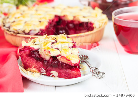 Cherry pie and cup of tea karkade 34979406