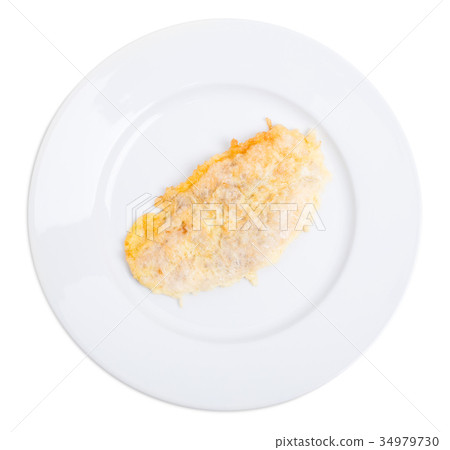 Fried battered chicken fillet. Fried battered chicken fillet. 34979730