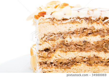 Delicious cake with walnuts and almonds. 34980069