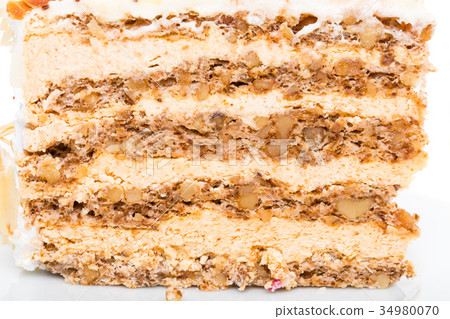 Delicious cake with walnuts and almonds. 34980070