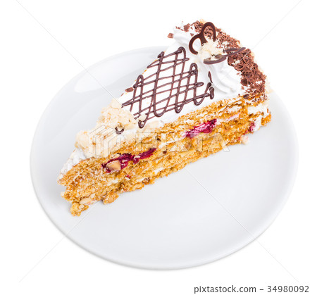 Delicious cake with cherry and cream cheese. 34980092