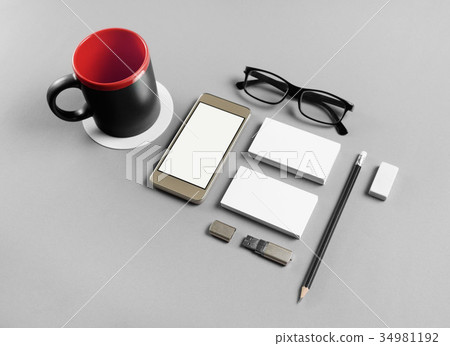 Stationery and smartphone Stationery and smartphone 34981192