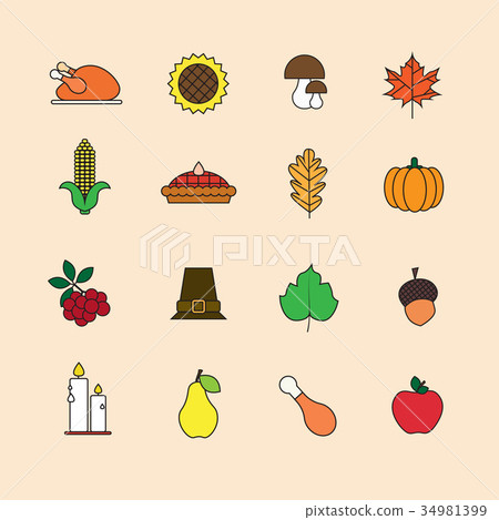 Autumn Icons Set Thanksgiving Day Autumn Autumn Icons Set Thanksgiving Day Autumn 34981399