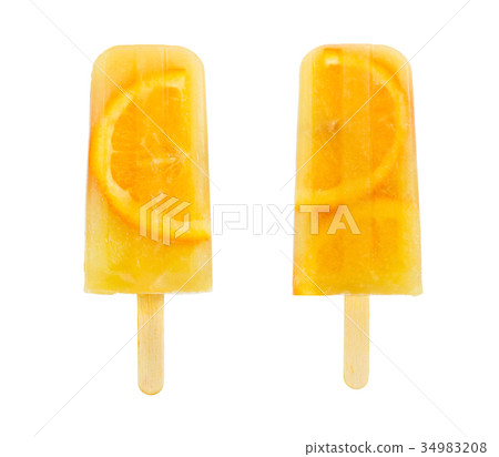 Set of two fruits orange ice lolly 34983208