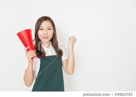 Woman with a megaphone Woman with a megaphone 34983785