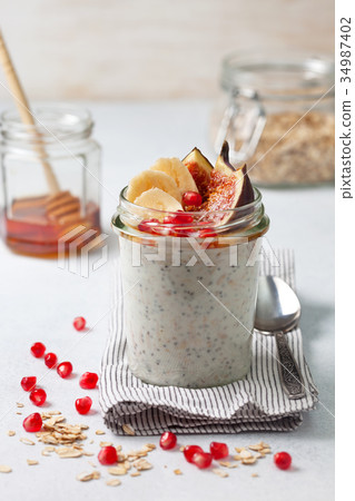overnight oatmeal with fruits overnight oatmeal with fruits 34987402