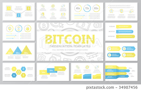 Set of digital money and bitcoin, cryptocurrency 34987456