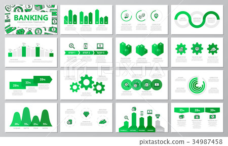Set of bank and money elements for multipurpose Set of bank and money elements for multipurpose 34987458