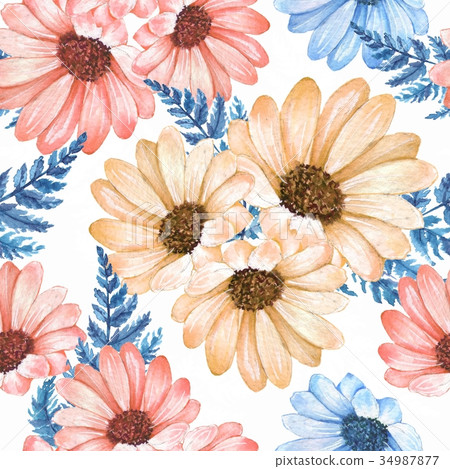 Floral seamless pattern 11. Watercolor flowers. - Stock Illustration ...