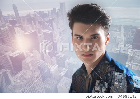 Close up of lovely teenager against urban Close up of lovely teenager against urban 34989182