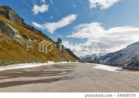 Parking lot and observation tower in Austria. 34989770