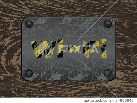 Vector scratched inscription Wi-fi  34990042