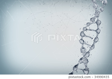 3d illustration of DNA molecule model from water. 34990435