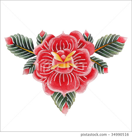 Watercolor floral vignette Watercolor floral vignette 34990516