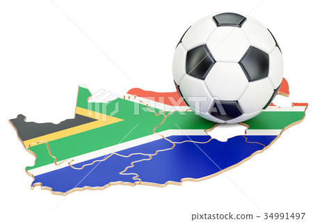 Football ball with map of South Africa concept Football ball with map of South Africa concept 34991497